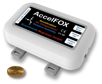 Data logger AccelFOX for acceleration, temperature and humidity