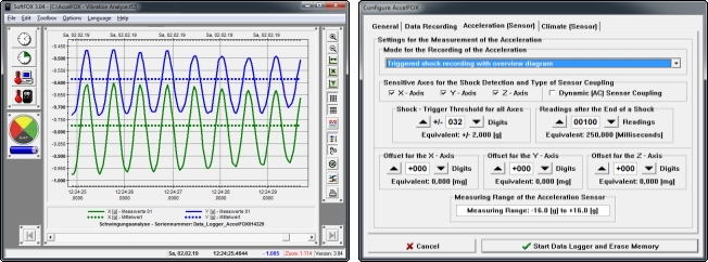 SoftFOX analysis software for the AccelFOX data logger