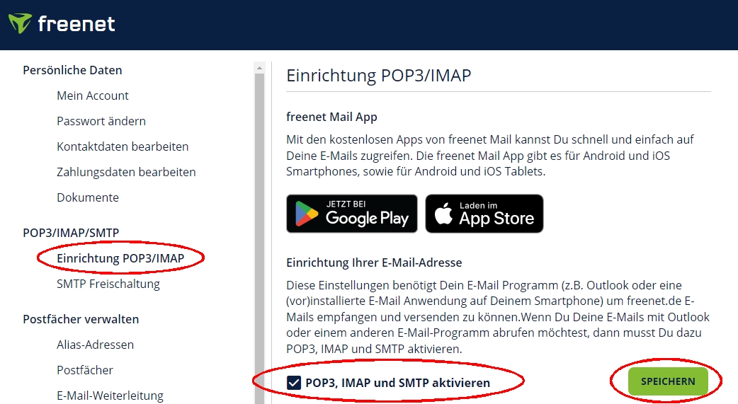 SMTP Zugang bei Freenet.de aktivieren