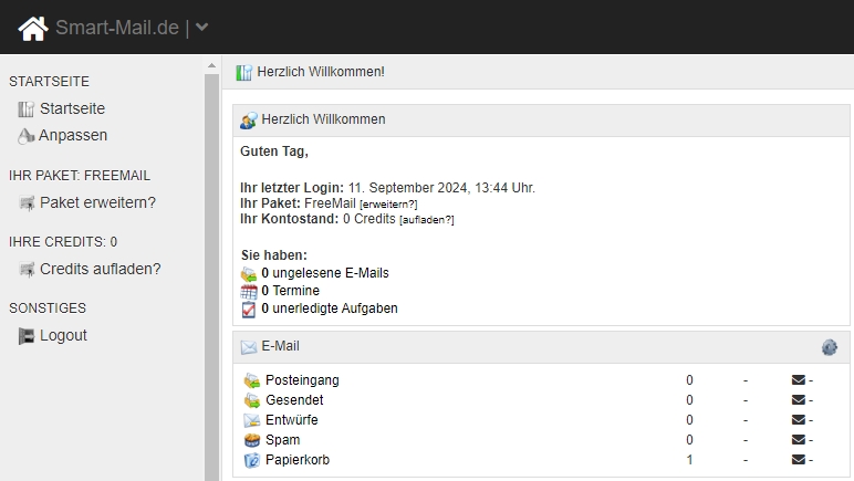 Smart-Mail Startseite